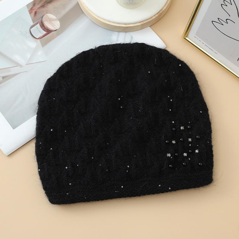 

Однотонная шапка из кроличьего пуха с жемчужной шерстью, модная универсальная ветрозащитная теплая шапка на осень и зиму, литературная ретро холодная шапка в корейском стиле One Size