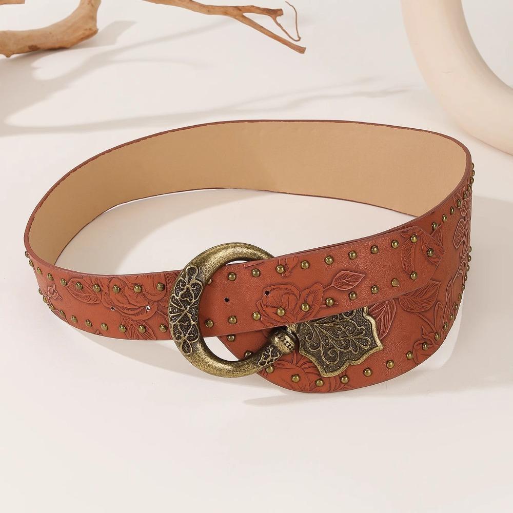 

Leopard Print Rrivet Belt Jeans Decor Trouser Decoration Elegant Pu Waistbands Female/Girls Style 1