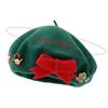 Fashion Christmas Beret Hat Red Green Sweet Christmas Beret Hat Wool Felt Dress Up Xmas Painter Hat New Year Gifts