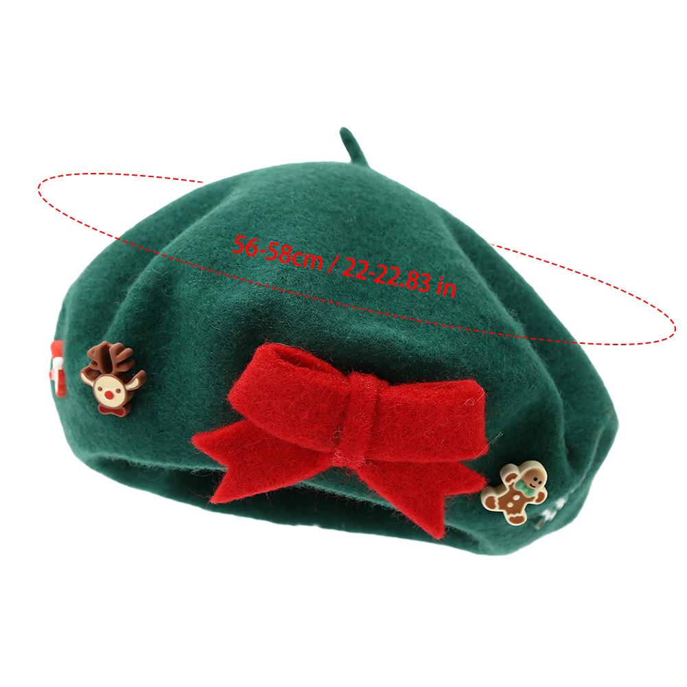 Fashion Christmas Beret Hat Red Green Sweet Christmas Beret Hat Wool Felt Dress Up Xmas Painter Hat New Year Gifts