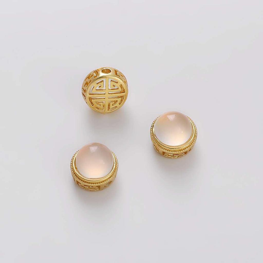 Handmade Copper Gold Spacer Beads: Zircon Jade Loose Gemstones for DIY Necklaces, Bracelets, Jewelry, and Pendant Accessories