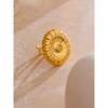 Yhpup Bague Ouverte Chunky Fleur Personnalisée en Acier Inoxydable Plaqué Or 18K Nouveautés Populaire Doigt Bijoux Quotidien Cadeau