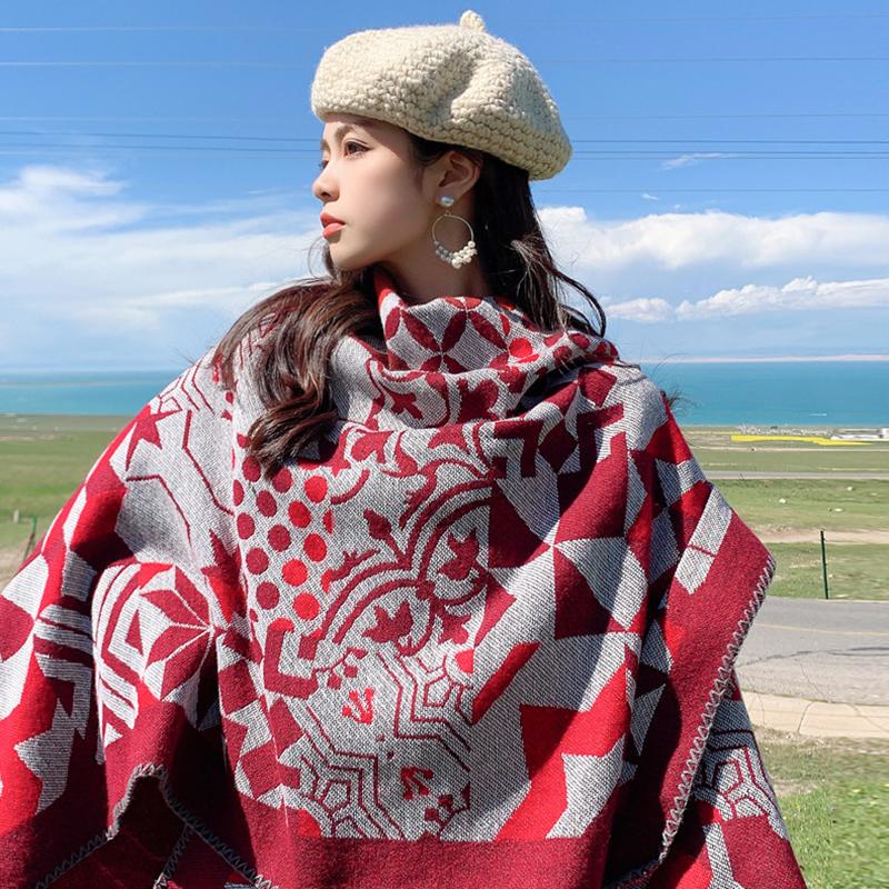 Women Shawl Wraps MODERN NEW SAGA Wool Scarf Knitted Cardigan Wool Stoles Autumn Winter Female Shawls Knit Tippet