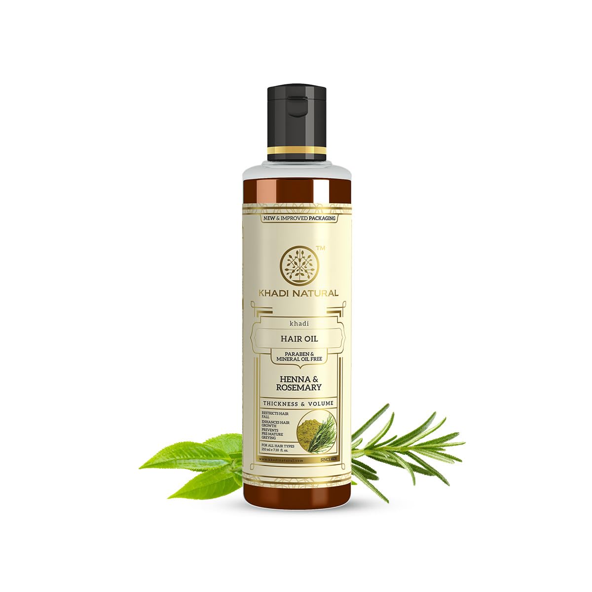 

Khadi Natural Rosemary & Henna Hair Oil 210ml Pack of 1 for Thick Voluminous Hair Care