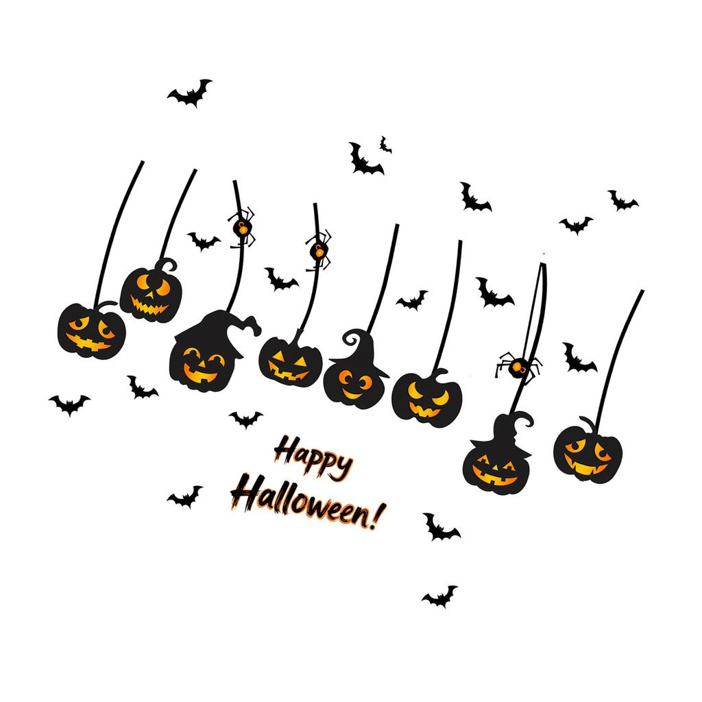 No Glues Static Window Clings Halloween Bat Pumpkin Decorations Reusable PVC Sticker Decal Set For Glass Door