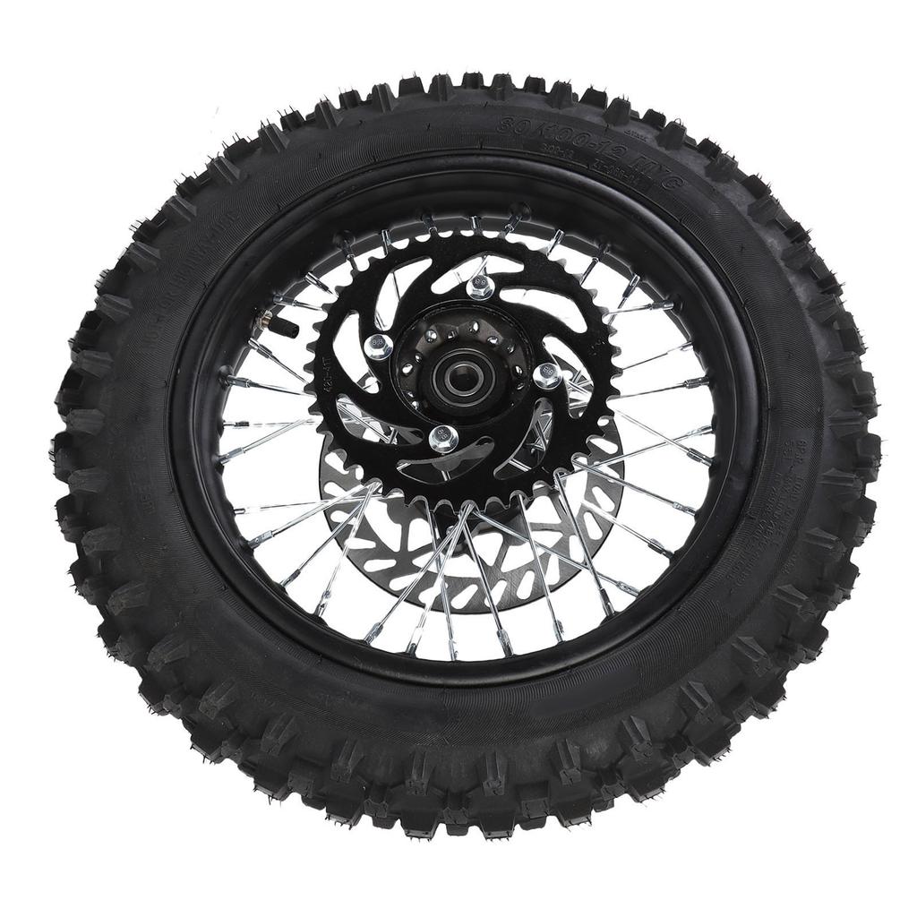 12 Inch Rear Wheel Rim Tire Assembly Replacement for Apollo Dirt Bike 80 100 12 3.00 12 Rear Wheel Rim Tire Brake Rotor