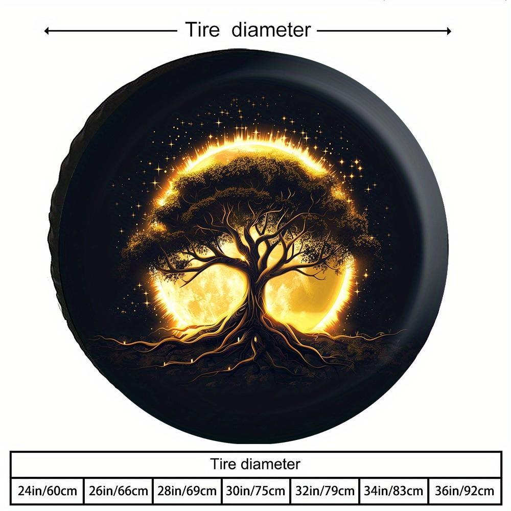 Golden Moon Divine Tree Tire Cover Spiritual Healing Off Road Spare Wheel Protector