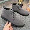 High Top Casual Board Shoes Men'S Lace Up Suede Flat Bottom Short Boots Men'S Chelsea Boots High-Quality Brand Denim Boots Black