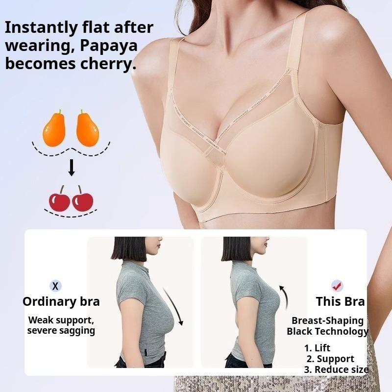Women Seamless Liquid‑Feel Bra, Summer Thin Full‑Cup Shaping Bra, Minimizer for Large Bust, Push‑Up & Side‑Fat Collection Adjustment Bra