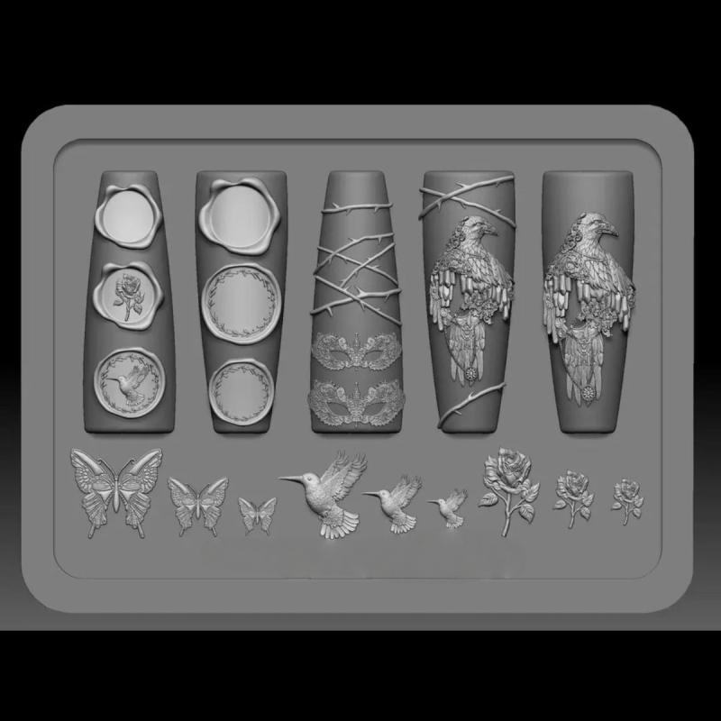 

Силиконовая форма для нейл-арта Ретро Ворон Роза Бабочка Ночной Орел 3D Украшение для нейл-арта Дизайн своими руками Прозрачная форма