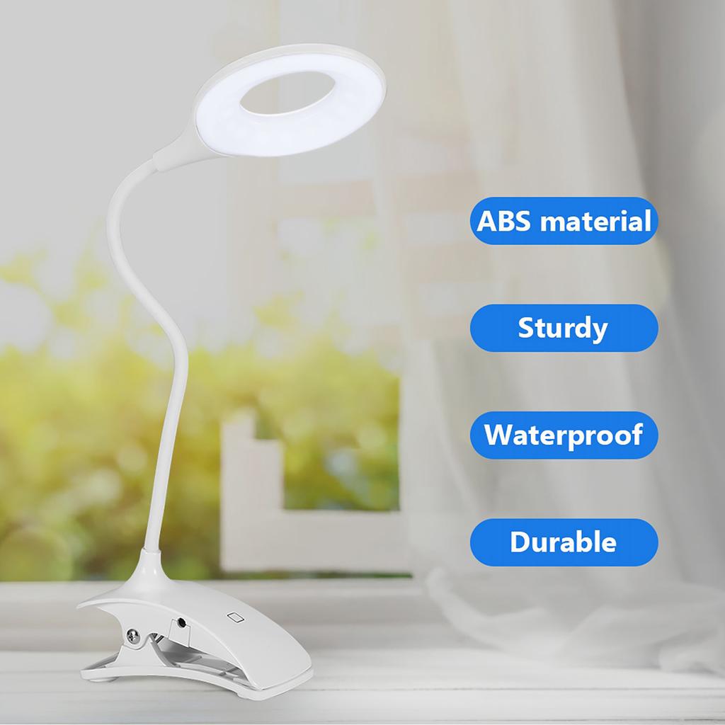 Rechargeable Clip on Clamp LED Lights Desk Table Lamp Eye Care for Reading Study Lighting