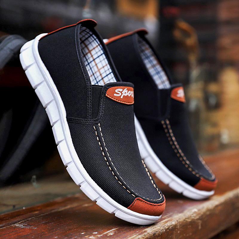Men Canvas shoes  New Comfortable Canvas Shoes Men Casual Shoes Male Flat Loafers Shoes Men black