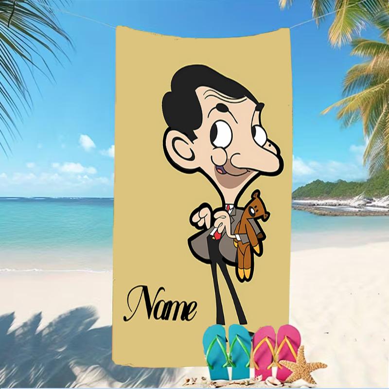 Customizable personalized beach towels Mr. Bean themed designs.Suitable for the beach, yoga, sports;ideal as beach accessories