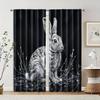 2 Pcs   Filtering Curtains (excluding Rods   Non-movable   Without Batteries) Chic Line Art Rabbit_00015 for Use In Bedrooms and