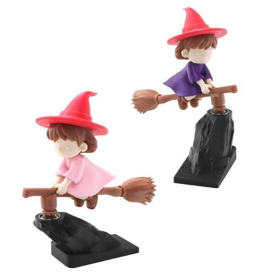 Witch Broomstick Dashboard Drift Ornaments Motion Activated Fun Drift Turn Car Dashboard Decor Mini Dynamic Interactive Automobile Interior Accessory
