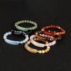 European and American Style Pink Crystal Agate and Tiger Eye Stretch Bracelet