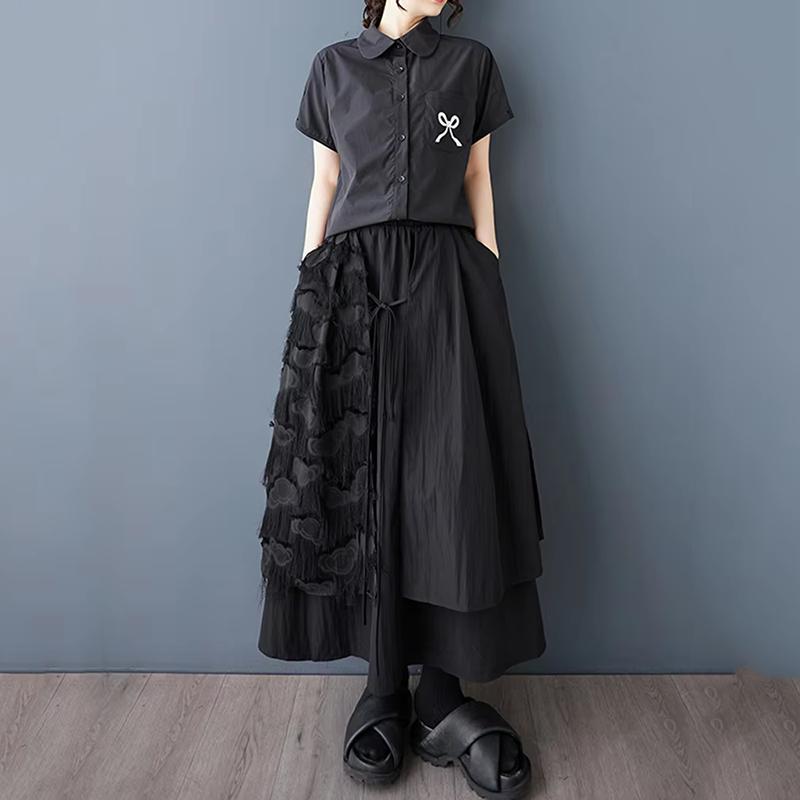 Xitao Gaze Patchwork Bandage Einfarbig Rock HQQ2463