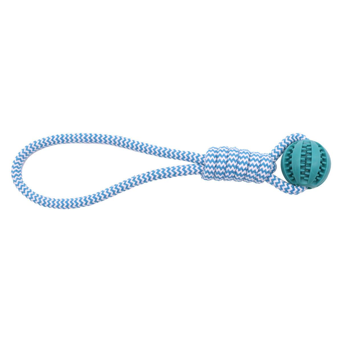 Durable Knot & Treat Dispensing Dog Toy - Chew-Proof Rope Ball with Rope Hole for Interactive Play, Fetch & Teething Relief for Aggressive Chewers 5cm синий