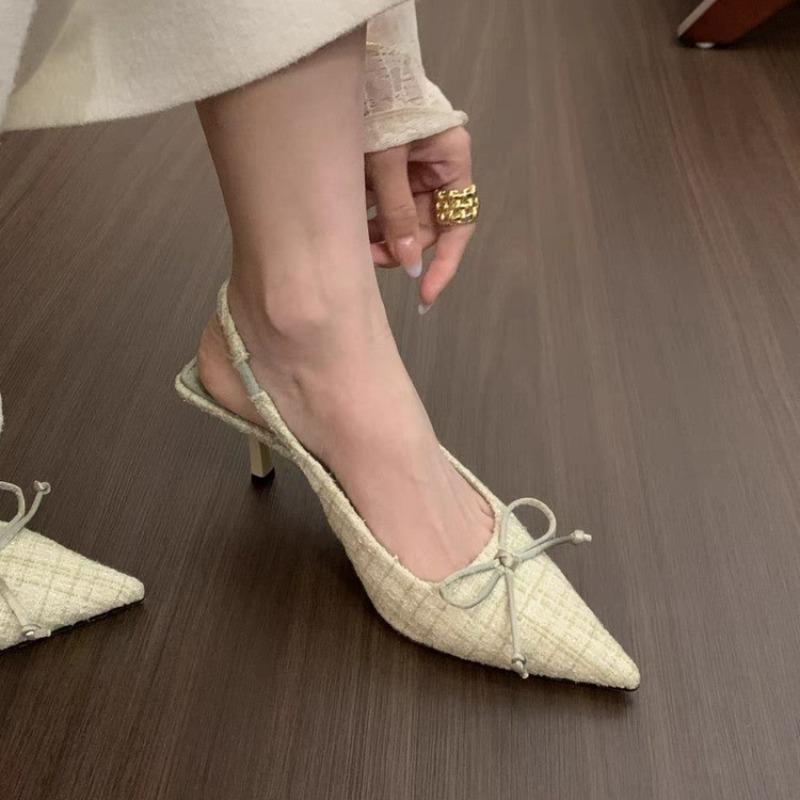 

Fashion New Sea Salt Blue Pointed High Heel Sandals for Women Back Hollow Half Headed Single Shoes Fashion Versatile Dress Shoes 40 зелёный