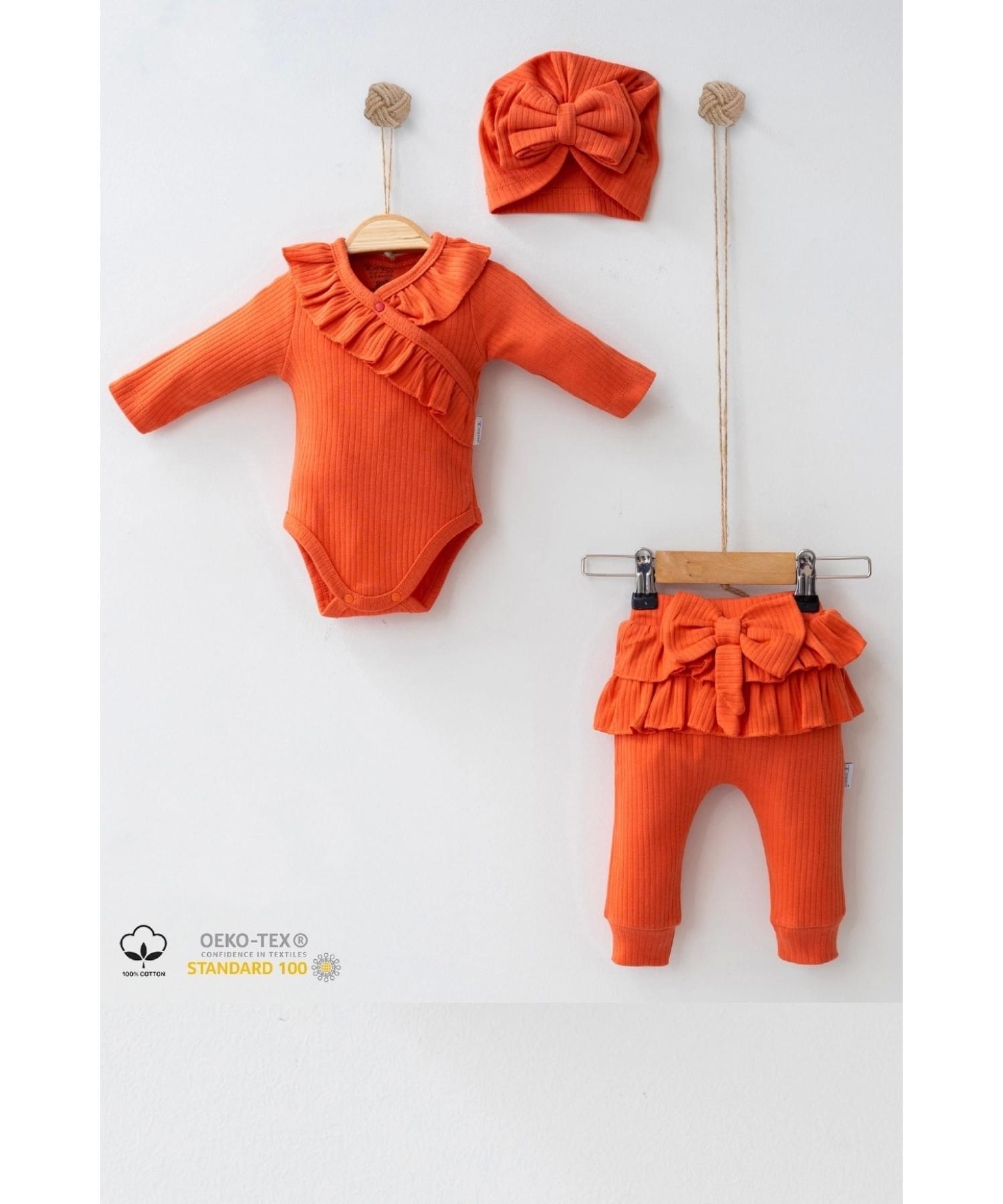 

Комплект для маленьких девочек из 100 % хлопка с рюшами и бантиком-каппоном