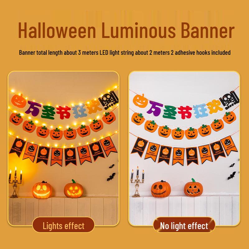 Luminous Halloween Party Pumpkin Bunting Decoration for Mall and Store Events