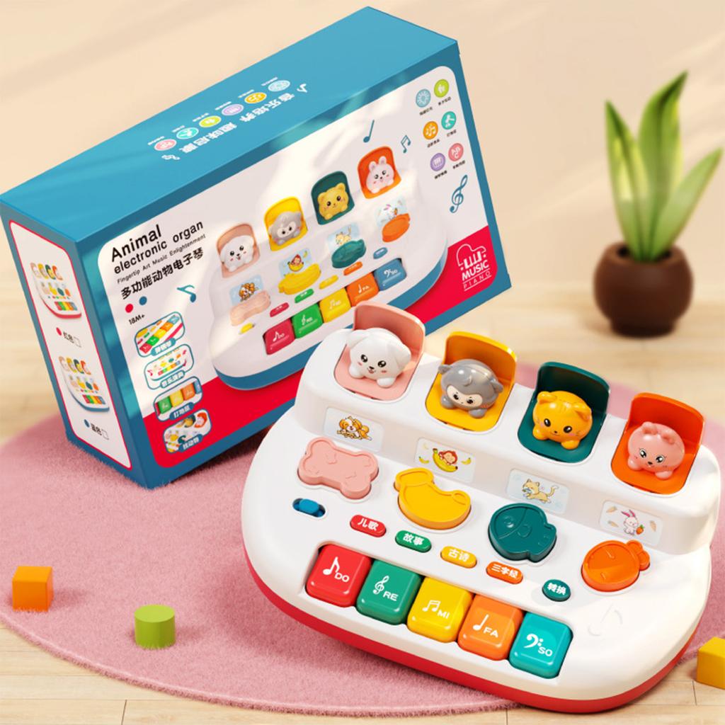 Cute Animals Pop-Up Toys with Music Multidimensional Training Electric Piano Enlightenment Toy for Toddler Preschool Games Gift
