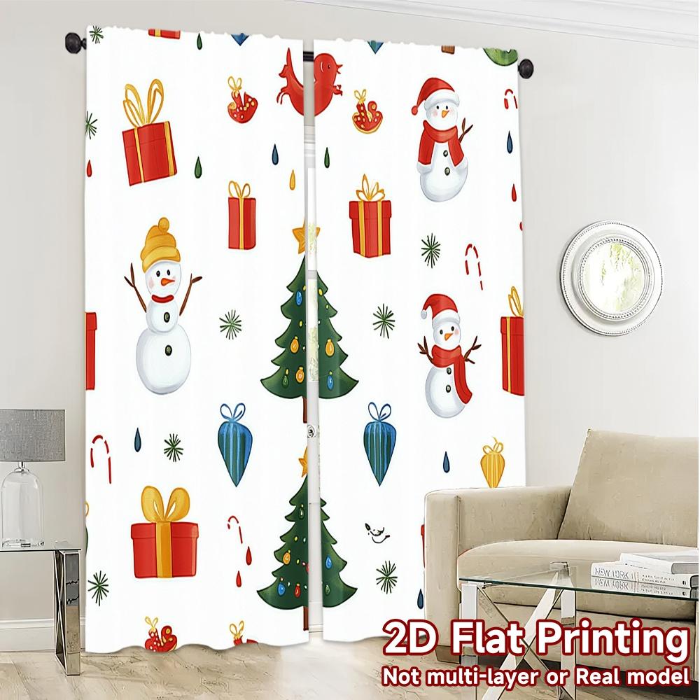 2 Stück, Vorhänge Weihnachtsbäume Geschenke Schneemänner Beliebte Minimalistische Vorhänge Polyester Einfache Installation Vorhänge Dekorationen Innen für