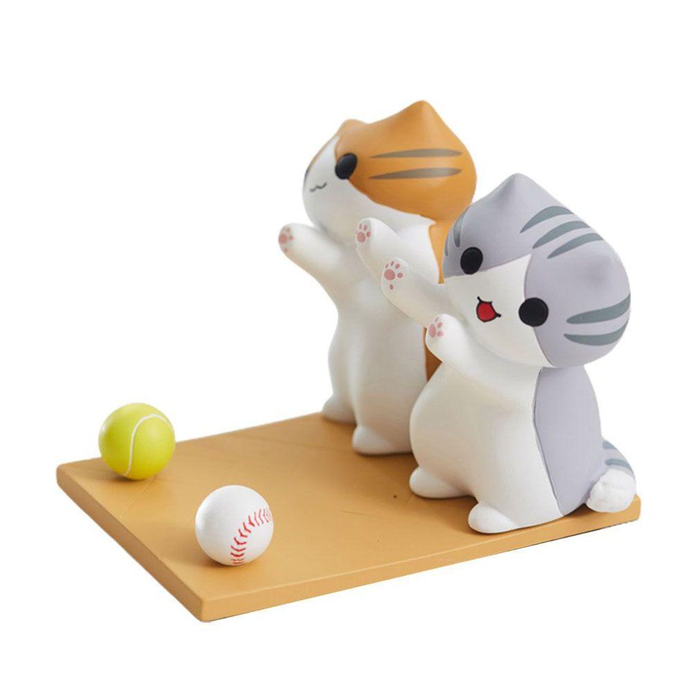 Cute Cat Figurine Model Toy Figures Lazy Holder Action Figures Cat Desk Holder Phone Holder