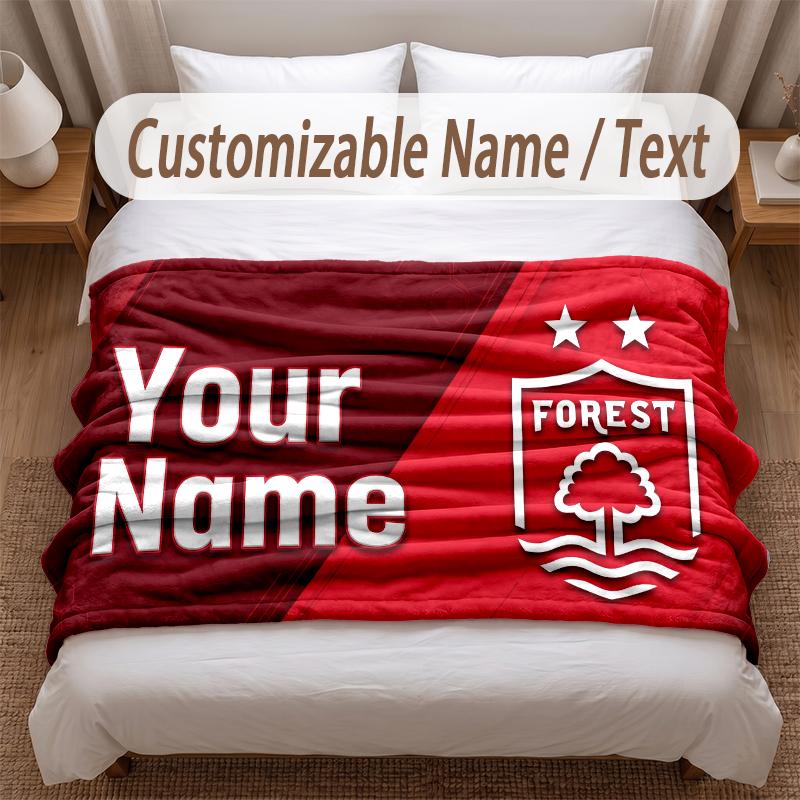 Nottingham Forest Printed Flannel Blanket Custom Name Text Soft Warm Throw For Bedroom Holiday Gift