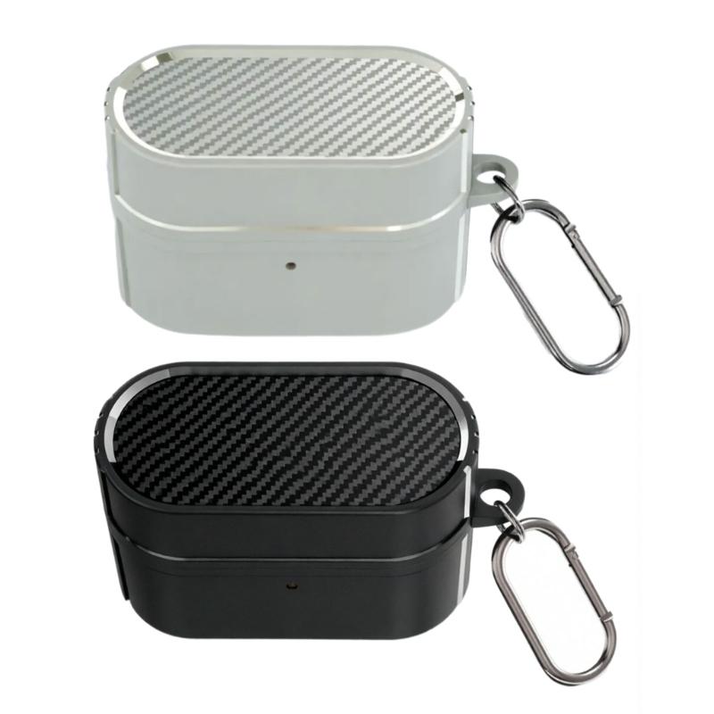 Shockproof Carbon Fiber Styles Case For WF1000XM6 Wireless Earbud Protective Cover with Magnetic Closure Carabiner