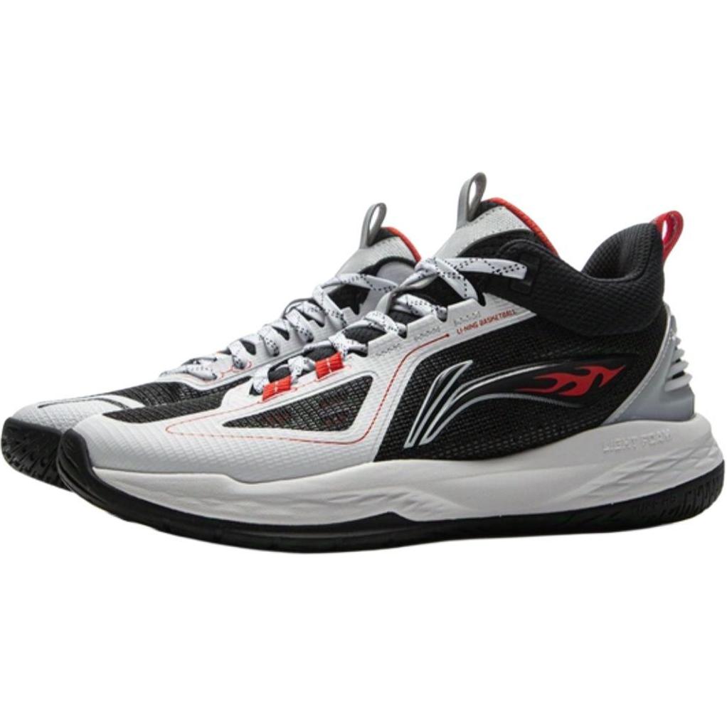 Li Ning Kids Basketball Long Fist Comfortable Soft Non-Slip Wear-Resistant Low-Top Basketball Shoes Men basketball shoes Black White YKBV018-7