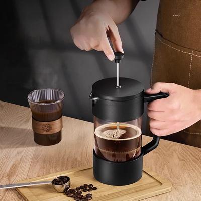 Gianxi French Press Kanna Med Filter Multifunktionell Handstans Kaffekanna Värmebeständigt Borosilikatglas Bryggningskanna Te Mjölk