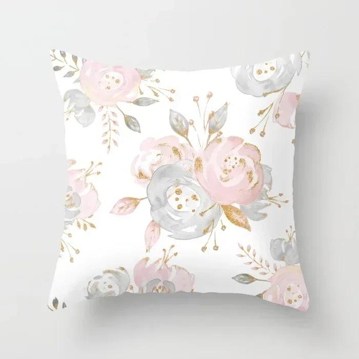 Fashion Garden Flower Pattern Pillowcase Office Car Cushion Cover Living Room Bedroom Sofa Decorative Pillowcase 45*45Cm