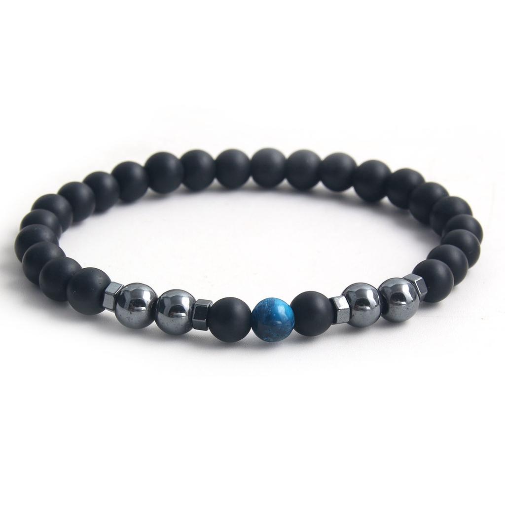 Frosted Black Beads, Black Gallstones, Natural Stone Bead Bracelet, Vintage Magnetic Bracelet, Men'S Accessories