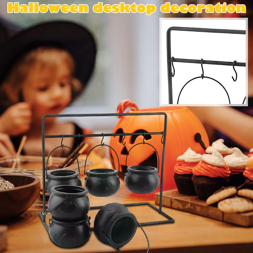 Halloween Party Mini/ Witch Jar Candy Bowl Black Plastic Bucket Stand Desktop Ornaments Garden Decoration
