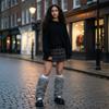 Soft Faux Furs Leg Sleeves Winter Leg Warmers Elastic Thermal Protective Boot Covers Footless Socks For Women Hosiery