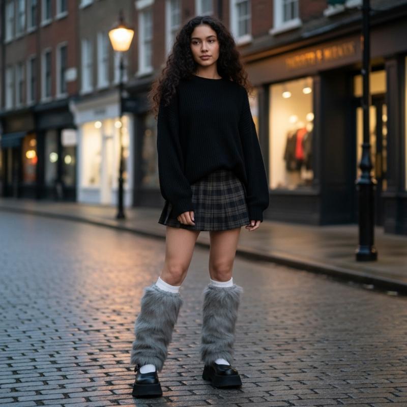 Soft Faux Furs Leg Sleeves Winter Leg Warmers Elastic Thermal Protective Boot Covers Footless Socks For Women Hosiery