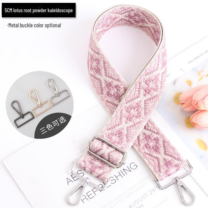 

5 см регулируемый многоцветный женский ремень для сумки - узор калейдоскопа, широкий, через плечо Bright Silver Buckle