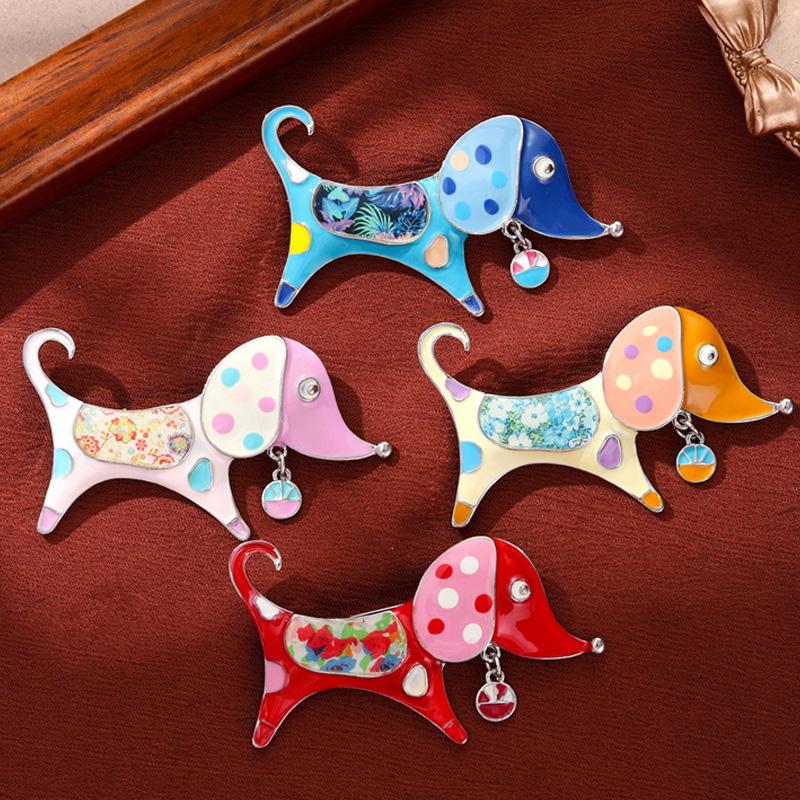 1PC Drip Oil for Women Dog Designer Cartoon Brooches Jewelry Gift Dog Shape Enamel Anamel Brooch Pin