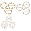 3Pcs/Set Elastic Beaded Bracelet Set Pearl Multiple Layers Bracelet Retro Stacked Bracelet  Holiday