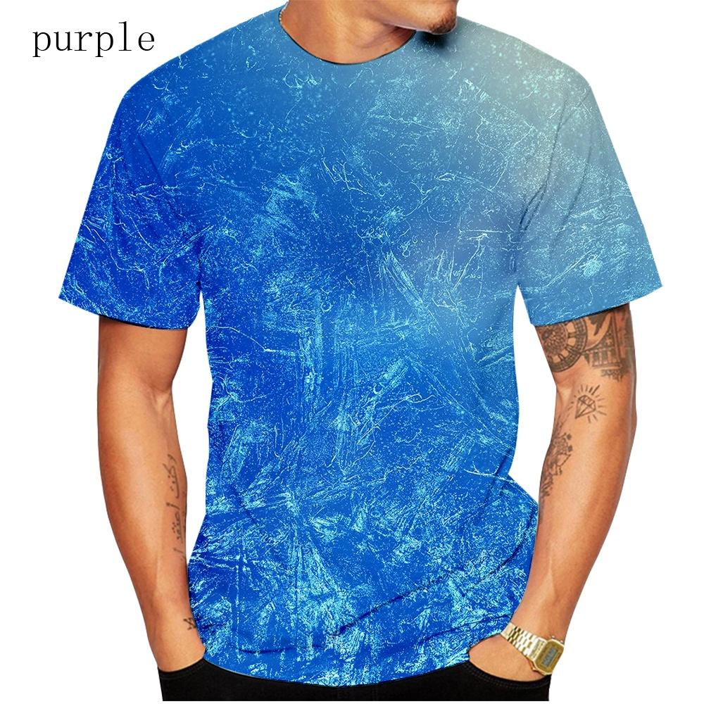 Pánské tričko s krátkým rukávem, košile s potiskem 3DT s hot tie dye, kulatý výstřih, letní top