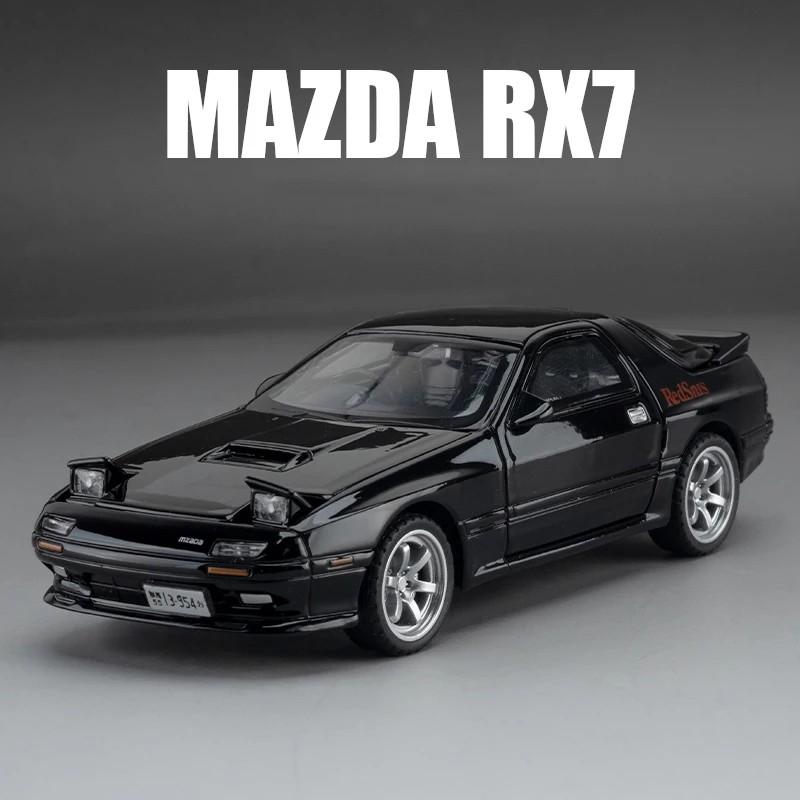 1/32 Scale Mazda RX7 FC INITIAL D Alloy Car Model Diecasts Metal Toy Vehicle Sound and Light Car Toys for Boy Children Gift