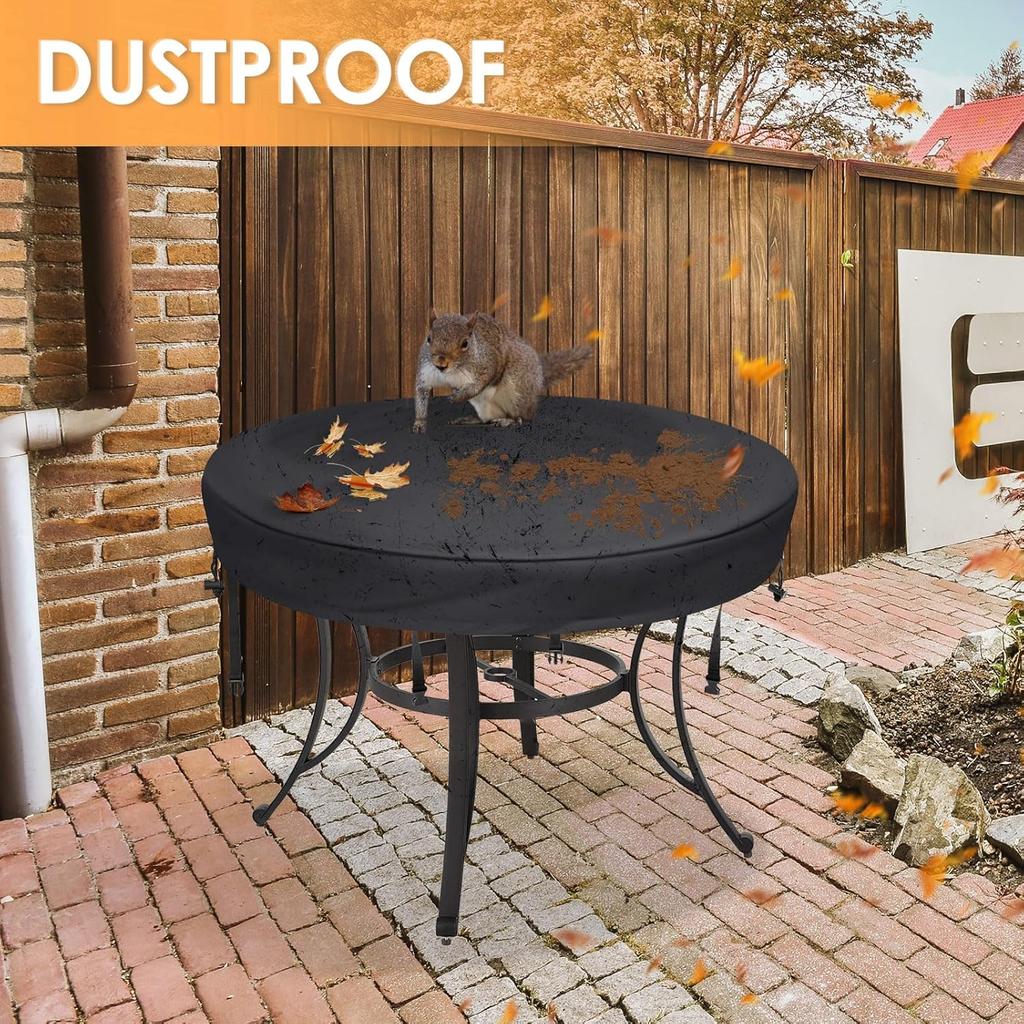 Outdoor Round Table Cover - Waterproof Anti-UV Round Patio Table Cover - Fits Round Outdoor Table Up To 58-60 Inch