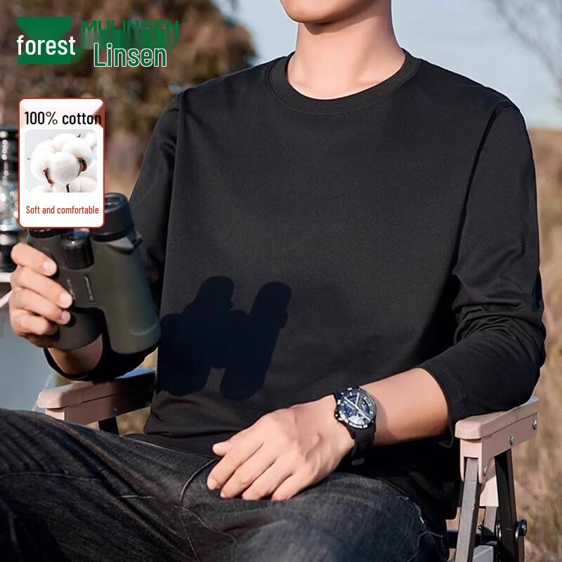 MULINSEN Men s Pure Cotton Long-Sleeve Round Neck T-Shirt 2XL