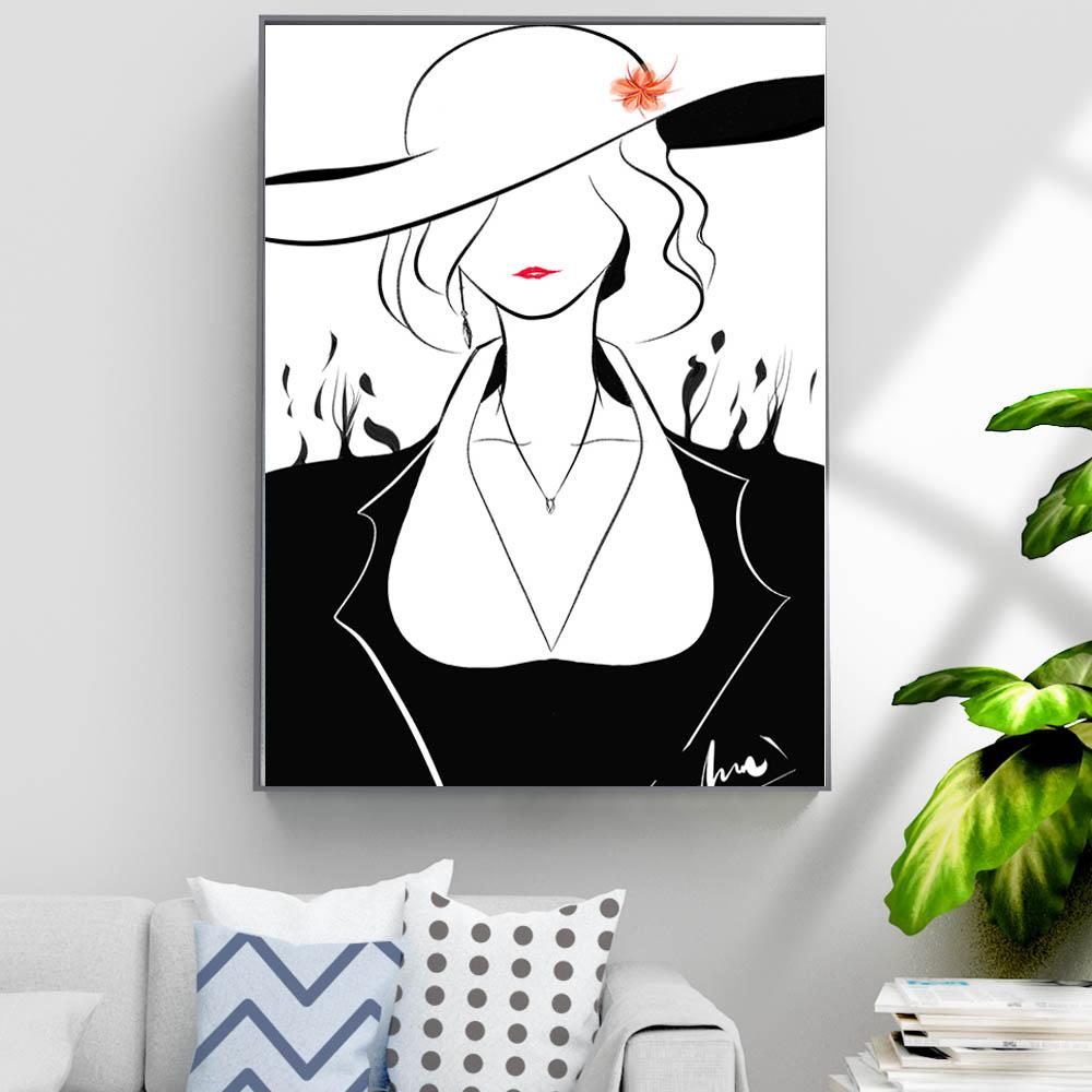 

Картина маслом в скандинавском стиле с богиней в шляпе, абстрактное искусство, холст, гостиная, коридор, офис, украшение дома, фреска, без рамки 21*30cm No Frame