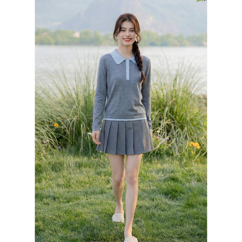 MOKANA Women s Korean Style Polo Collar Knitted Shirt One Size