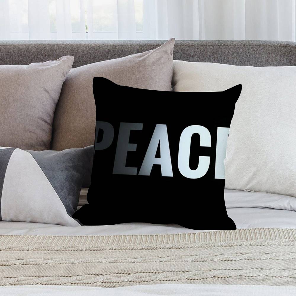 Black Peace Pillow Case Short plush Double-sided Print Square Throw Pillow Covers Sofa Home Cushion Decor