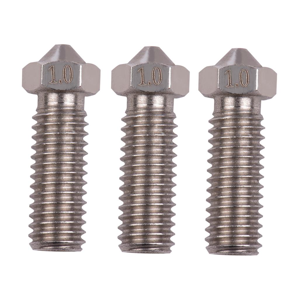 3pcs 3D Printer Extruder Stainless Steel Volcano Nozzle M6 Thread Printer Head 0.4mm Output for