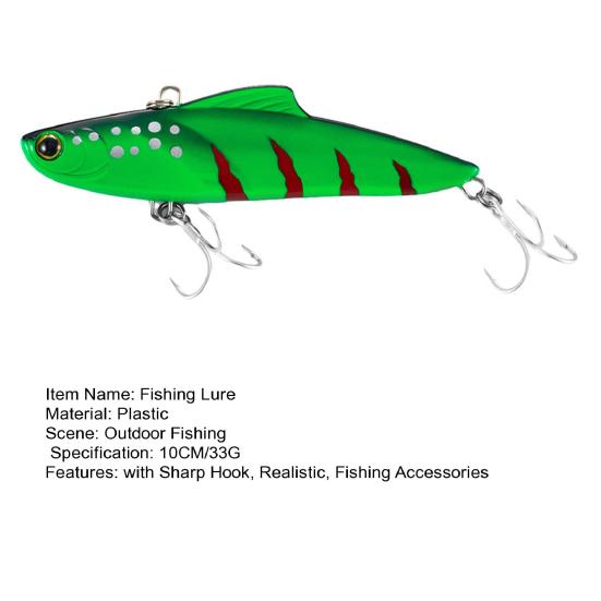 10CM/33G VIB Fishing Lure with Hooks Sinking Reflective 3D Hard Artificial Bait Freshwater Saltwater Trout Bass Walleye Fishing Accessories