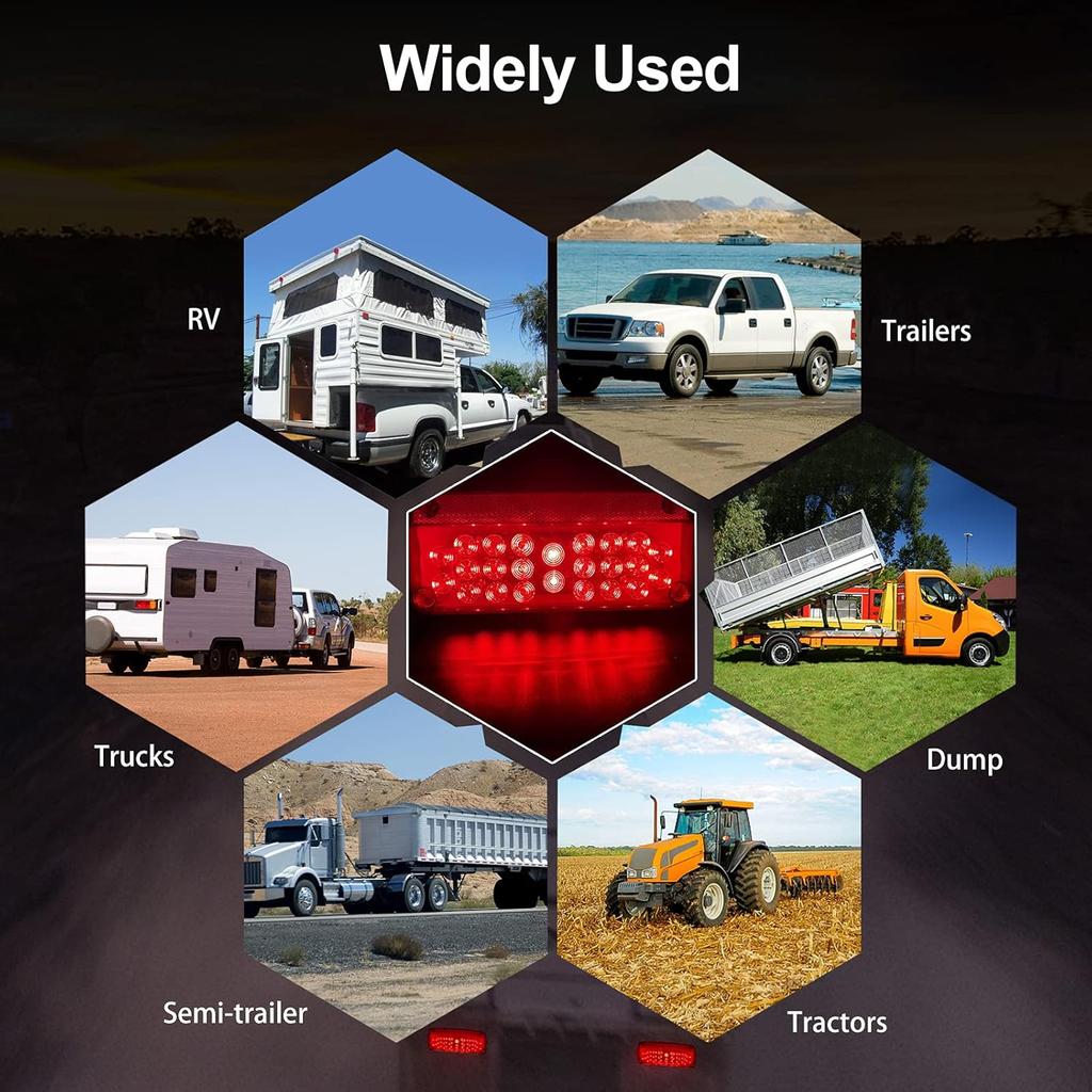 LED Trailer Lights, RV Tail Lights LED, RV Brake Lights, Brake Stop Turn Camper Tail Lights With Red Reflex Trailer Tail Lights